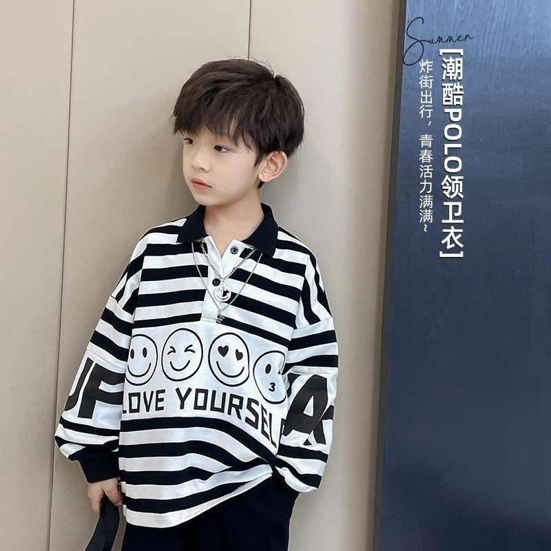 Boys Blouses and Shirts Children′ S Stripe Top 2022 Spring Autumn Casual White Polo Shirts Teenager School Brand Outerwear Cotton