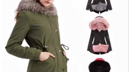 レディースフード付き暖かい冬コートフェイクファー裏地付きアウタージャケット暖かい女性コートファッション卸売ジャケットロングダウンジャケットパーカーコート