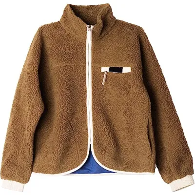 RPET 素材 レディース 長袖 冬コート アウター ポケット付き フリース シェルパ ジャケット